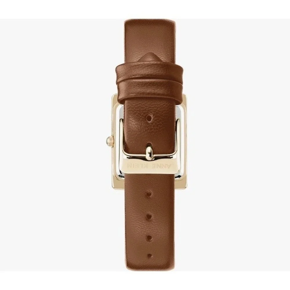 Anne Klein AK/2706 Women's Leather Strap Fashion Dress Watch Gold Tone – NIB
